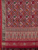 Red art patola silk saree with exquisite handcrafted embellishments
