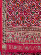 Rani pink art patola silk saree with traditional