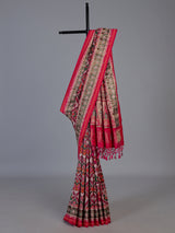 Rani pink art patola silk saree with traditional