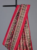 Rani pink art patola silk saree with traditional