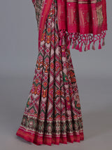 Rani pink art patola silk saree with traditional