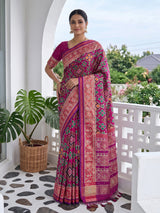 Magenta art patola silk saree with stone embellished elegance