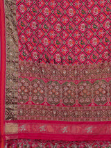 Rani pink art patola silk saree with bird motif design