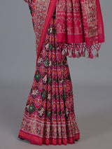 Maroon rani pink art patola silk designer festive saree