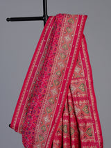 Rani pink art patola silk saree with rich stone work