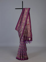 Purple art patola silk saree with animal motif handwork