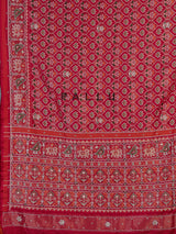 Red art patola silk saree with bird motifs elegance