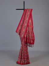 Red art patola silk saree with bird motifs elegance