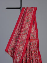 Red art patola silk saree with bird motifs elegance