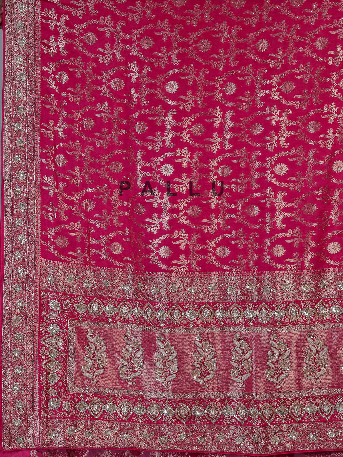 Rani pink modal satin silk bridal designer festive saree