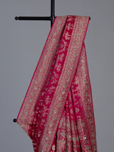 Rani pink modal satin silk bridal designer festive saree
