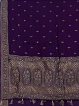 Purple dola silk saree with elegant butti handwork design
