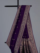 Purple dola silk saree with elegant butti handwork design
