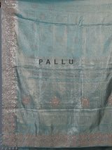 Sky blue tissue silk saree with kolkata handwork designer appeal