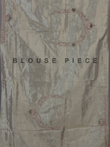 Chikoo beige tissue silk floral saree