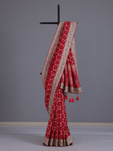 Rani pink bandhani semi georgette saree with tassel pallu elegance