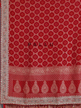 Red bandhani semi georgette saree with designer tassel pallu elegance
