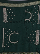 Green bandhani semi georgette saree with tassel pallu elegance