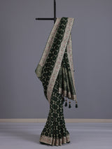 Green bandhani semi georgette saree with tassel pallu elegance