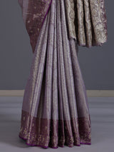 Pastel lilac purple kanjivaram tissue silk saree with zari elegance