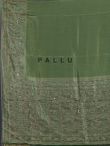 Pastel pista green shimmer dola silk saree with peacock motifs