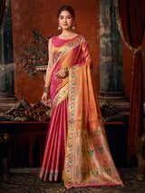 Magenta pink royal floral tissue silk saree