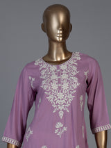 Lavender purple silk lucknowi kurti set with palazzo