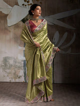 Green heritage banarasi jacquard wedding saree