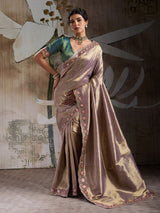 Beige royal jacquard weave festive silk saree