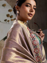 Beige royal jacquard weave festive silk saree