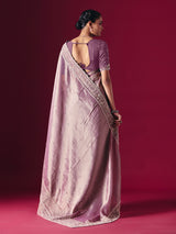 Grey tissue silk embellished festive saree