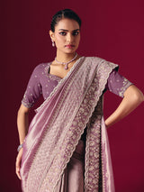Grey tissue silk embellished festive saree