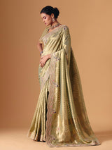 Pista dola silk embroidered festive saree