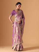 Purple dola silk designer occasion saree