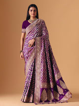 Deep purple banarasi silk saree with intricate bridal zari craftsmanship
