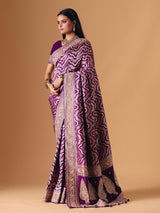 Deep purple banarasi silk saree with intricate bridal zari craftsmanship