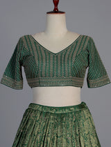 Green silk festive lehenga choli with dupatta