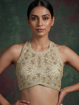 Pista green bird motif silk lehenga choli with dupatta