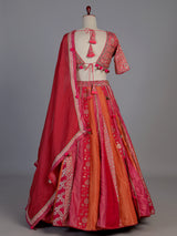 Gajari pink banarasi silk embellished lehenga choli with dupatta