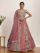 Elegant peach silk designer lehenga choli with dupatta