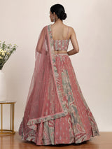 Elegant peach silk designer lehenga choli with dupatta