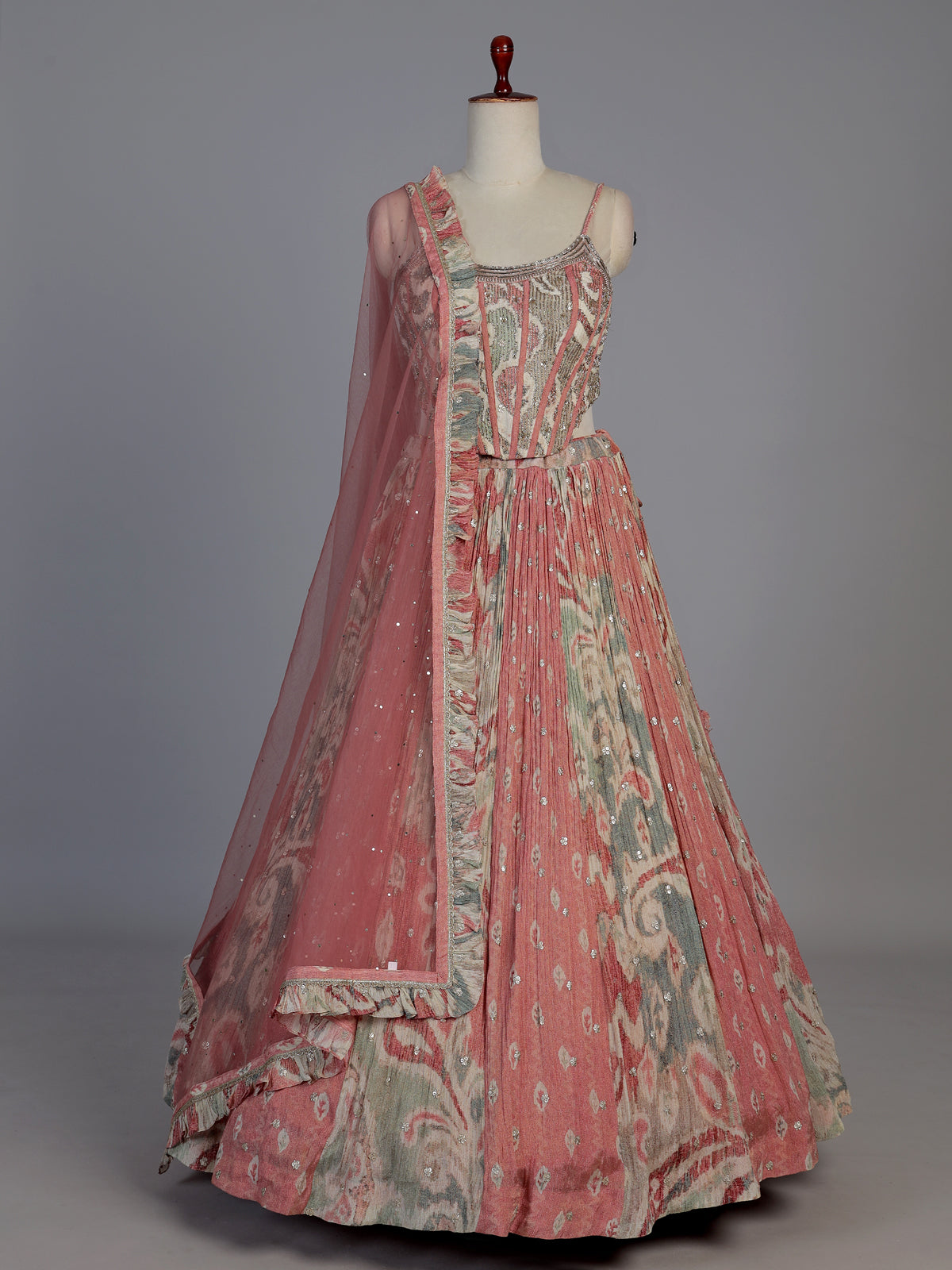 Elegant peach silk designer lehenga choli with dupatta