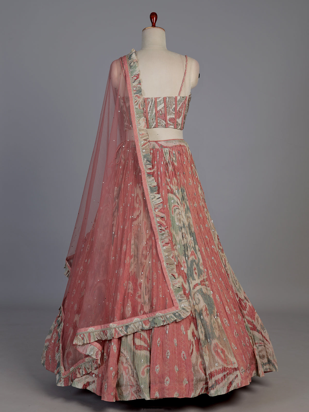 Elegant peach silk designer lehenga choli with dupatta