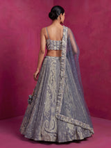 Designer stone blue silk lehenga choli with dupatta