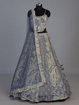Designer stone blue silk lehenga choli with dupatta