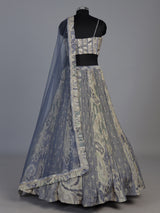 Designer stone blue silk lehenga choli with dupatta
