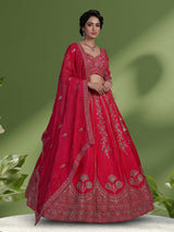 Rani pink raw silk designer lehenga choli