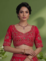 Rani pink raw silk designer lehenga choli