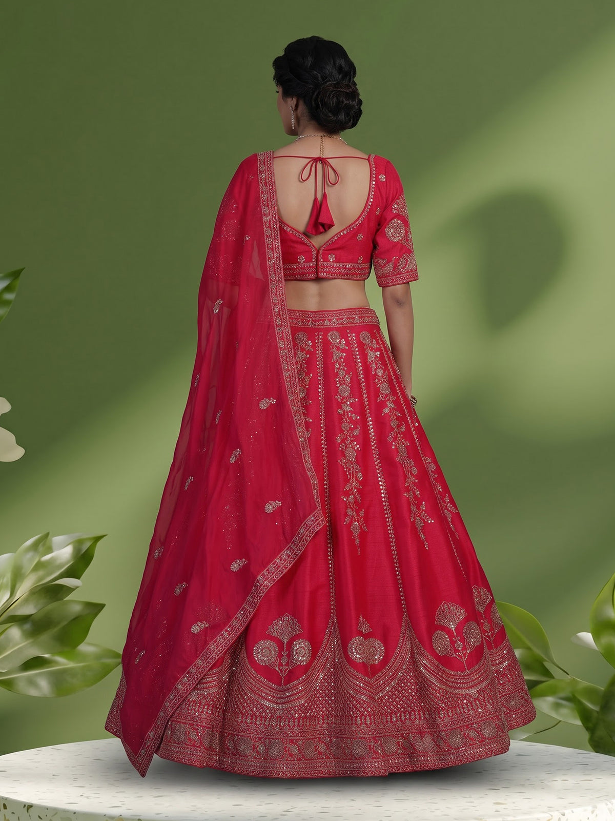 Rani pink raw silk designer lehenga choli