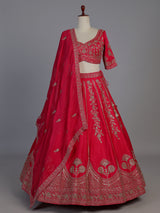 Rani pink raw silk designer lehenga choli